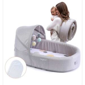 Lulyboo Gray Baby Travel Bassinet